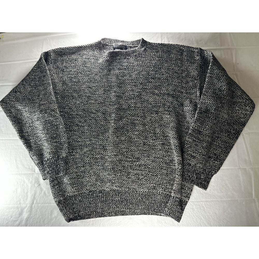 Generra Collection Sweater Men's Small Black‎ White Knit Crewneck Cotton Ramie